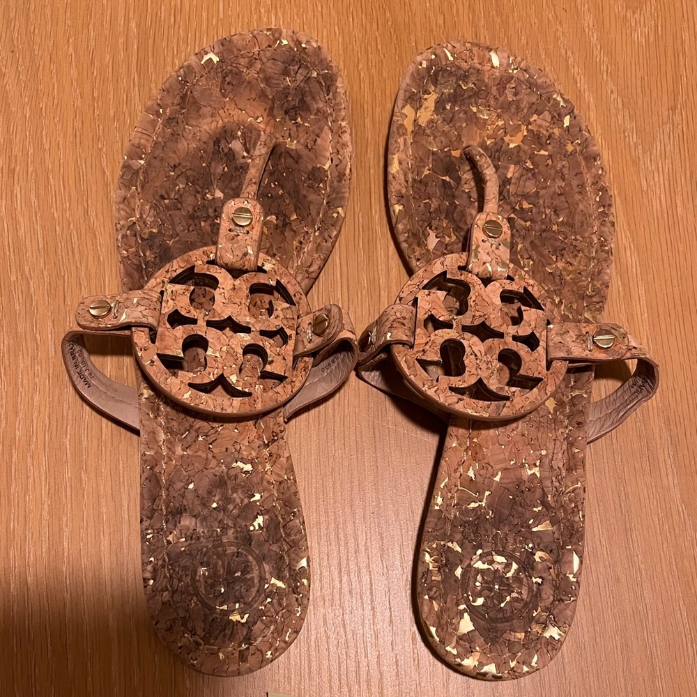 Tory Burch Miller Gold Confetti Cork US 8